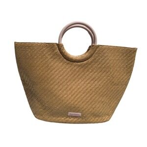 Juicy Couture Woven Straw Wicker Women's Tote Bag Beige Beach Handbag